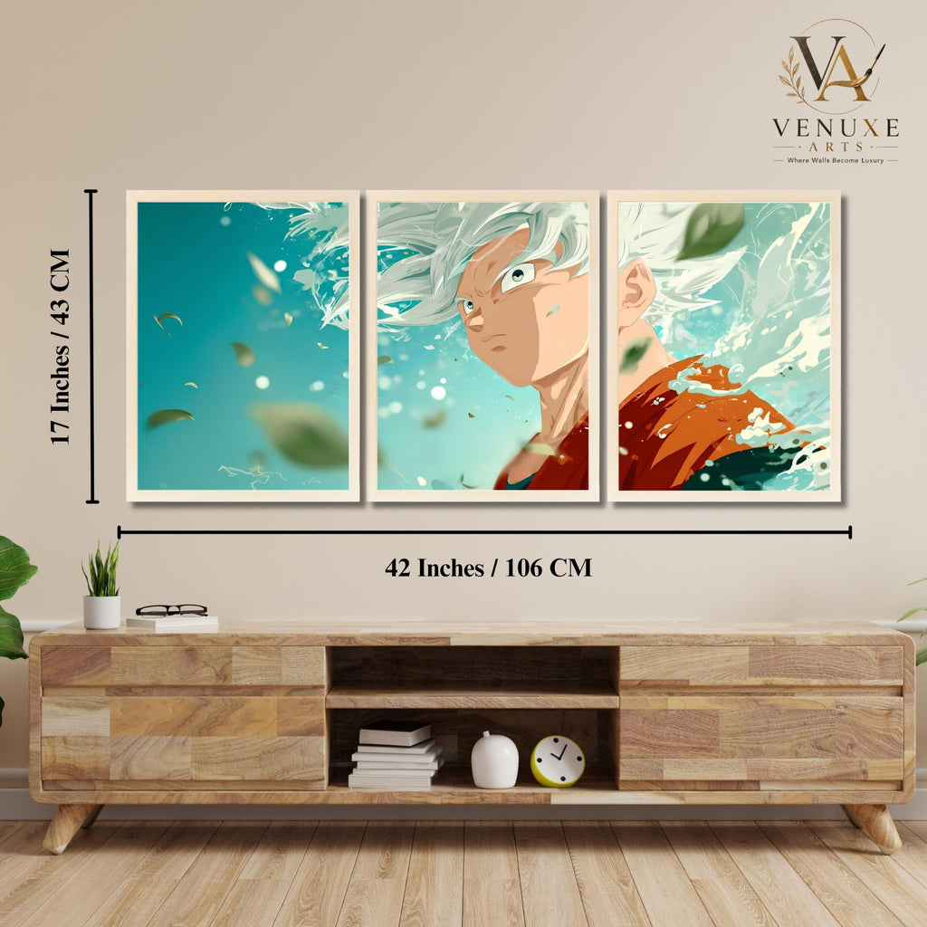 VENUXE ARTS Set Of 3 Anime Characters Wall Framed |Anime Characters Framed Poster for Living Room Bedroom Gaming Room Studio Wall Decor