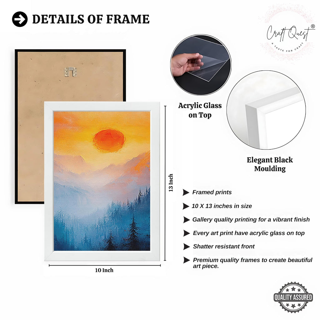 CRAFT QUEST Nature Inspired Landscape With Trees & Mountains Wall Art | Set of 3 Frames for Home Decoration | Ideal for Living Room, Bedroom & Offices