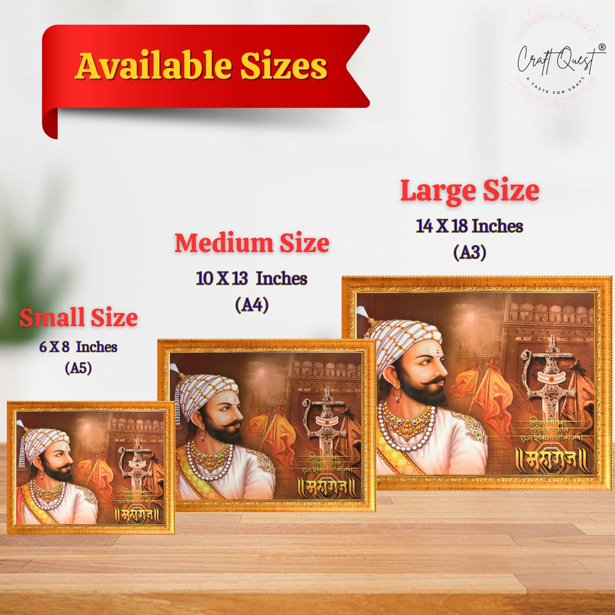 CRAFT QUEST Maharaja Chattrapati Shivaji Maharaj Wall Photo Frame | Lightweight | Home Decoration Item | Best Gifting Option