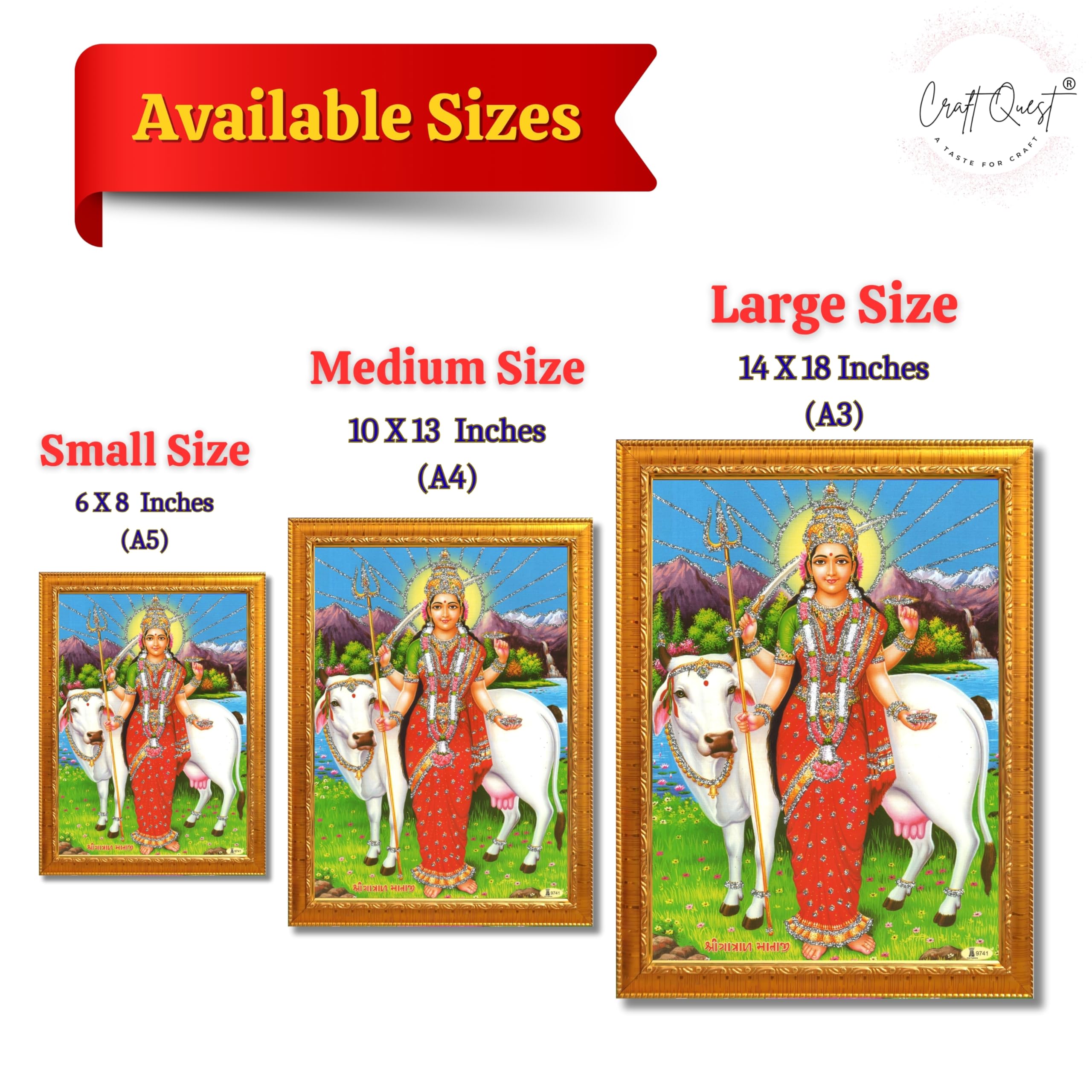 CRAFT QUEST Gatrad Devi Maa Mata Ji Mataji Wall Painting For Home Decor wooden framed