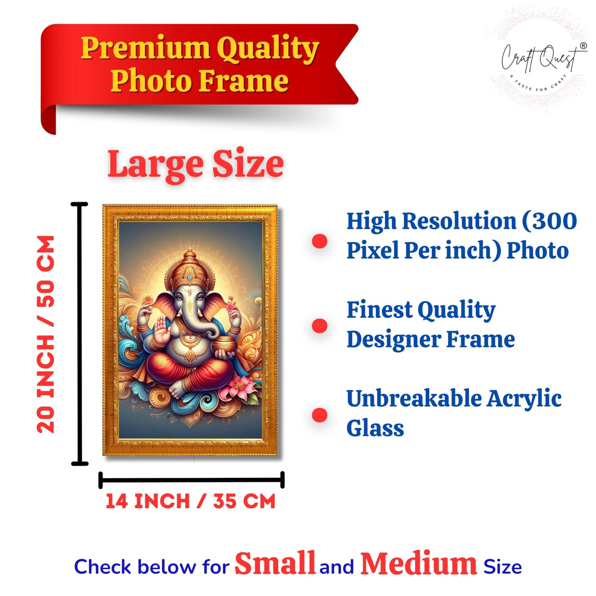 CRAFT QUEST Lord Ganesha Modern Wall Painting With Frame For Home and Office Decor