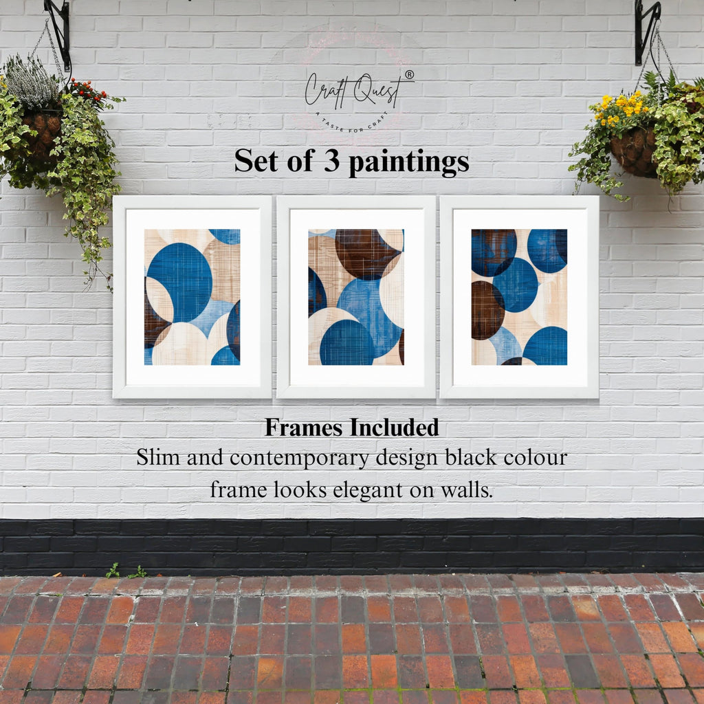 CRAFT QUEST Wall Art Decor Paintings | Set of 3 Abstract Wall Art Frames for Home Decoration | Ideal for Living Room, Bedroom & Office