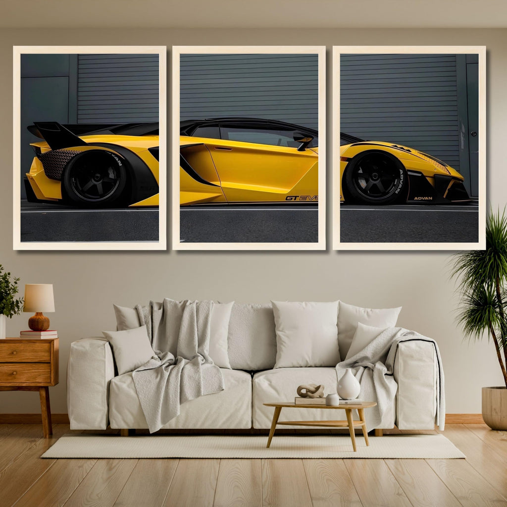 VENUXE ARTS Set Of 3 Big Sports Cars Framed Posters Gift Items for Boys Room Wall Decoration Bedroom Living Room Office Studio Décor | Car Poster Frame for Wall Décor