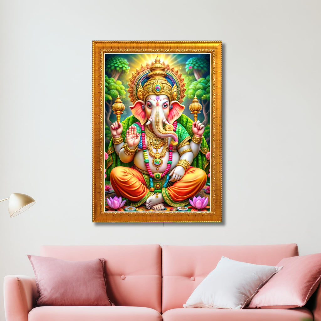 CRAFT QUEST Lord Ganesh Ganpati ji Wall Hanging Frame for Living Room, Pooja Room Décor Items GA-218