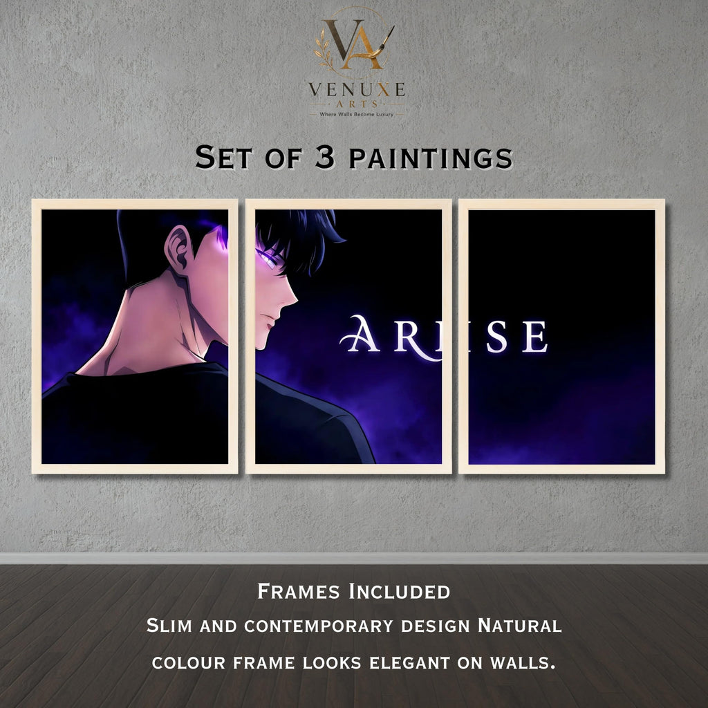 VENUXE ARTS Set Of 3 Anime Characters Wall Framed |Anime Characters Framed Poster for Living Room Bedroom Gaming Room Studio Wall Decor