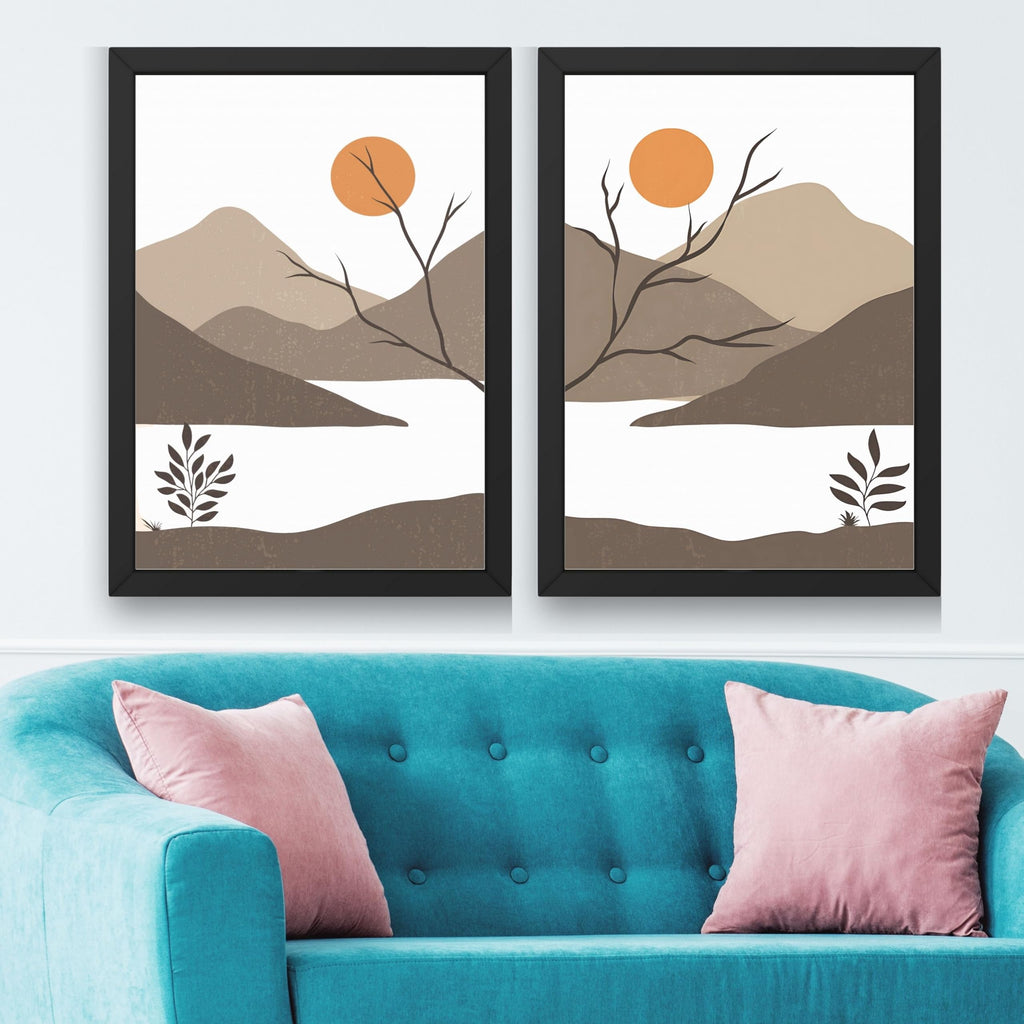 CRAFT QUEST Set of 2 piece Wall Art poster Frame Painting for Wall Decoration With Acrylic Glass, living room, Home, Office