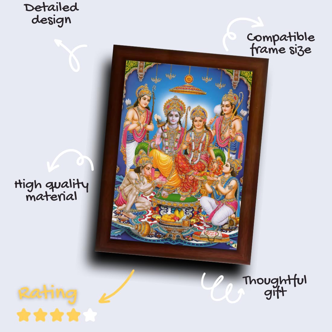 Craft Quest Shree Ram Darbar Sparkle Coated Framed with Acrylic glass Home Decorative Gift Item Painting (14 X 10 Inch, Multicolour, Religious)