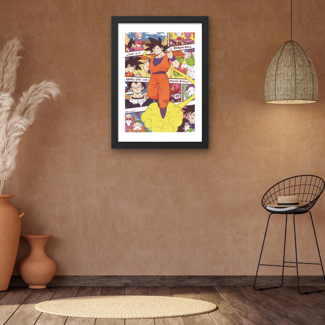 CRAFT QUEST Dragon ball Z Anime Poster Laminated Posters Framed Painting For Anime Naruto Fans Wall Decor, Home Decor with Matte Black Frame (14 Inches x 10 Inches)