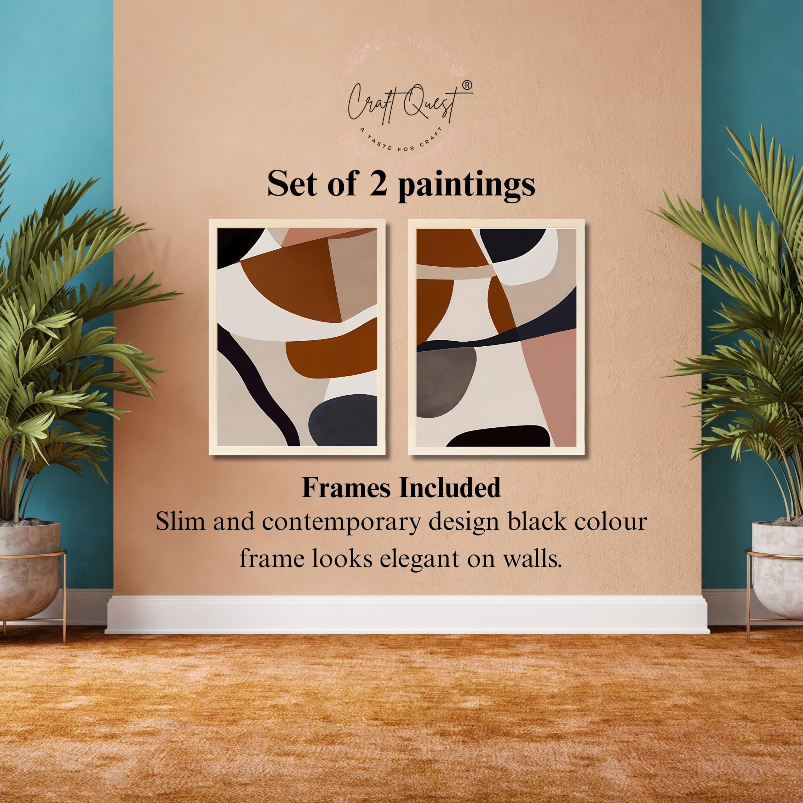 CRAFT QUEST Set of 2 piece Wall Art poster Frame Painting for Wall Decor With Acrylic Glass, living room, Home Office, Restraunt