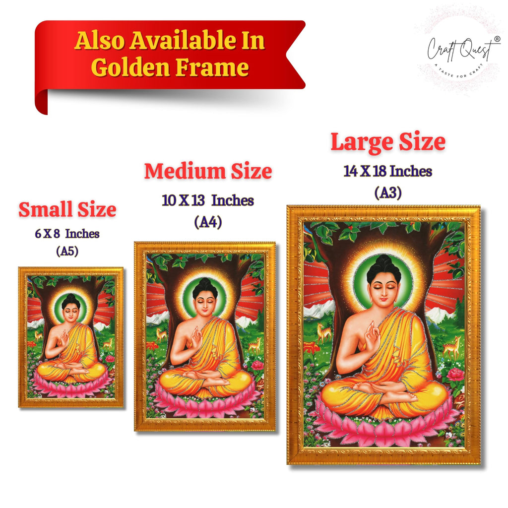 CRAFT QUEST Lord Buddha Photo Frame | Premium HD Spiritual Wall Frame | Peaceful Gautam Buddha Picture for Home Decor, Meditation