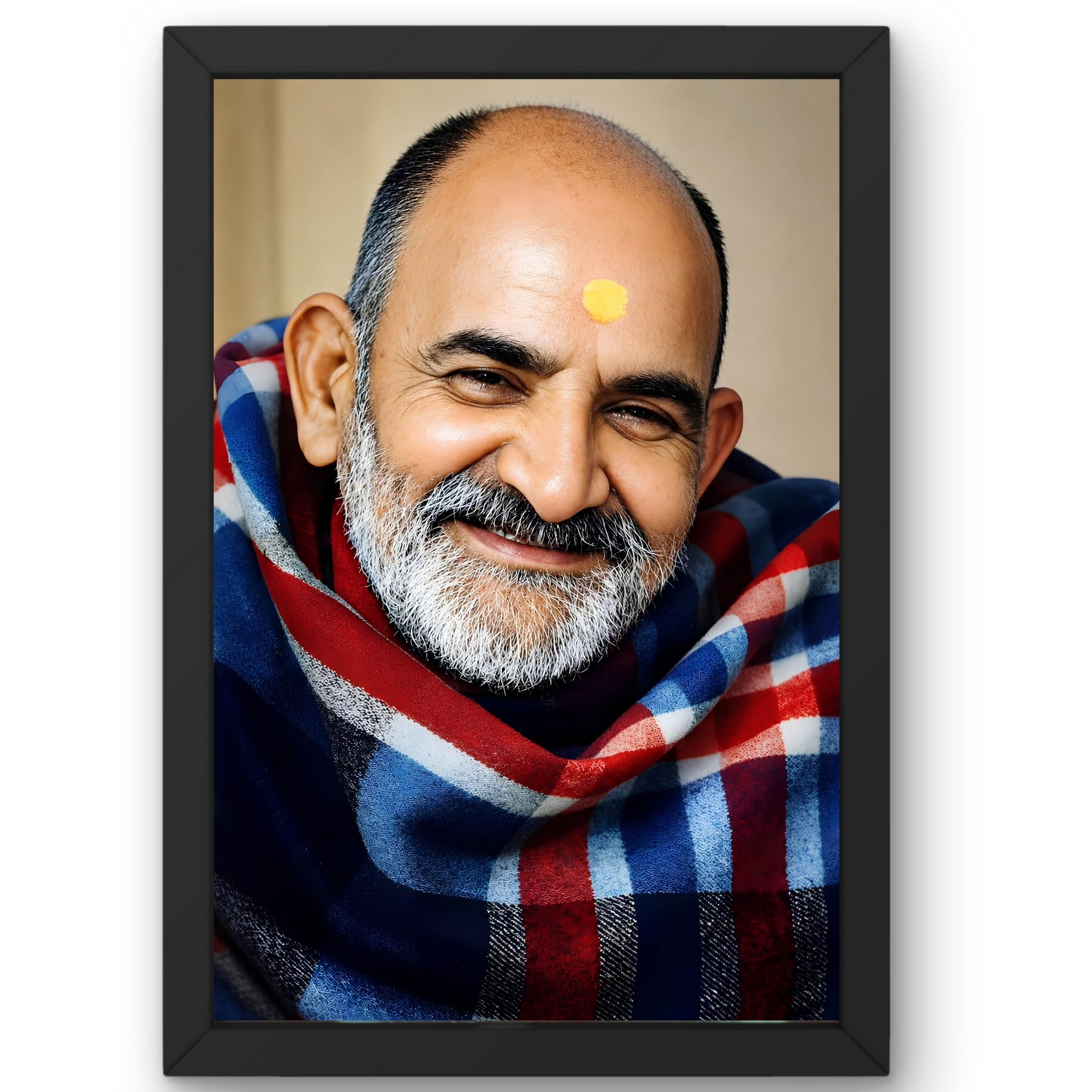 CRAFT QUEST Neeb Karori Baba/Neem Karoli Baba Graceful Smile Small Photo Frame
