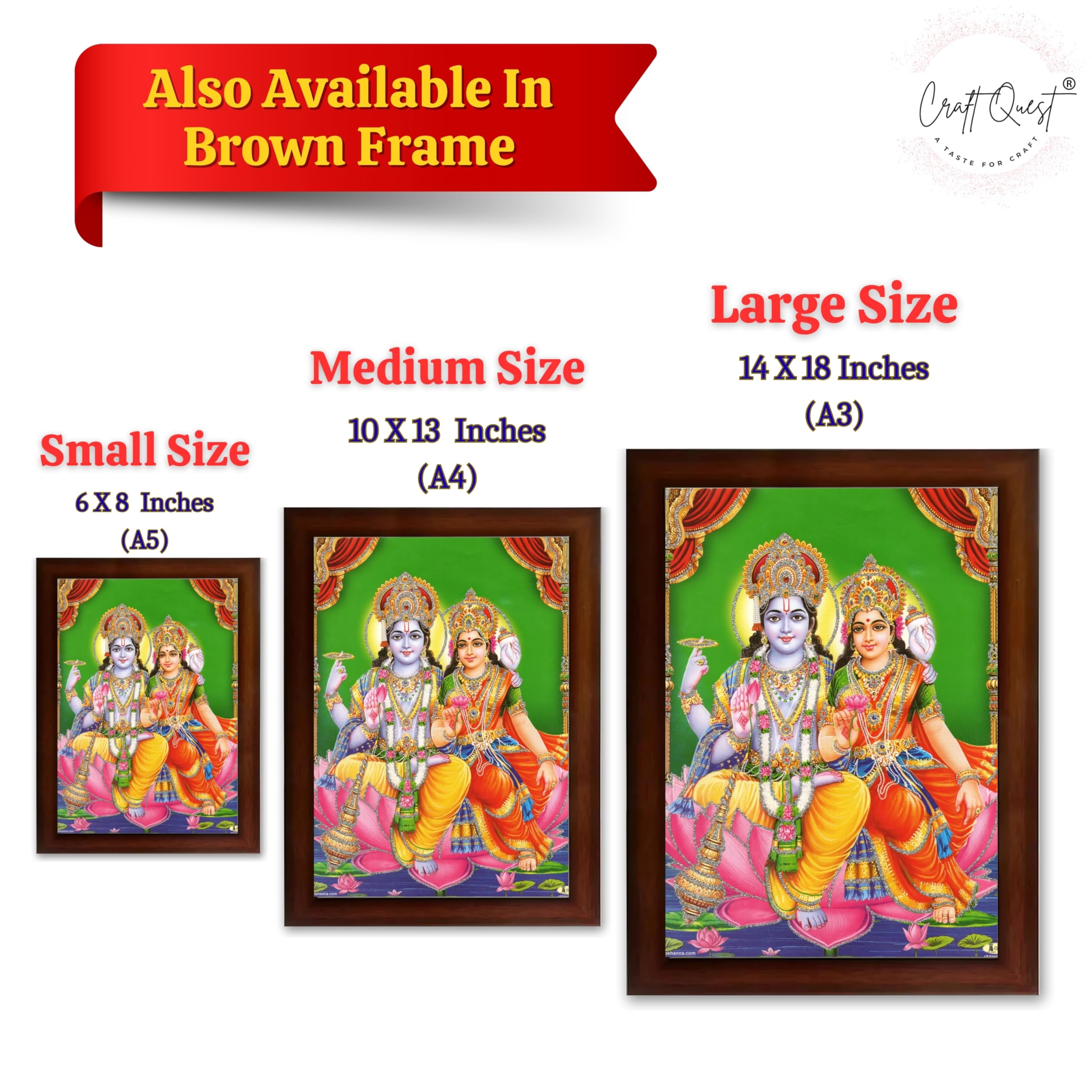 CRAFT QUEST Lord Vishnu and Goddess Lakshmi Giving Blessing on Shesh naag, Glitter Painting