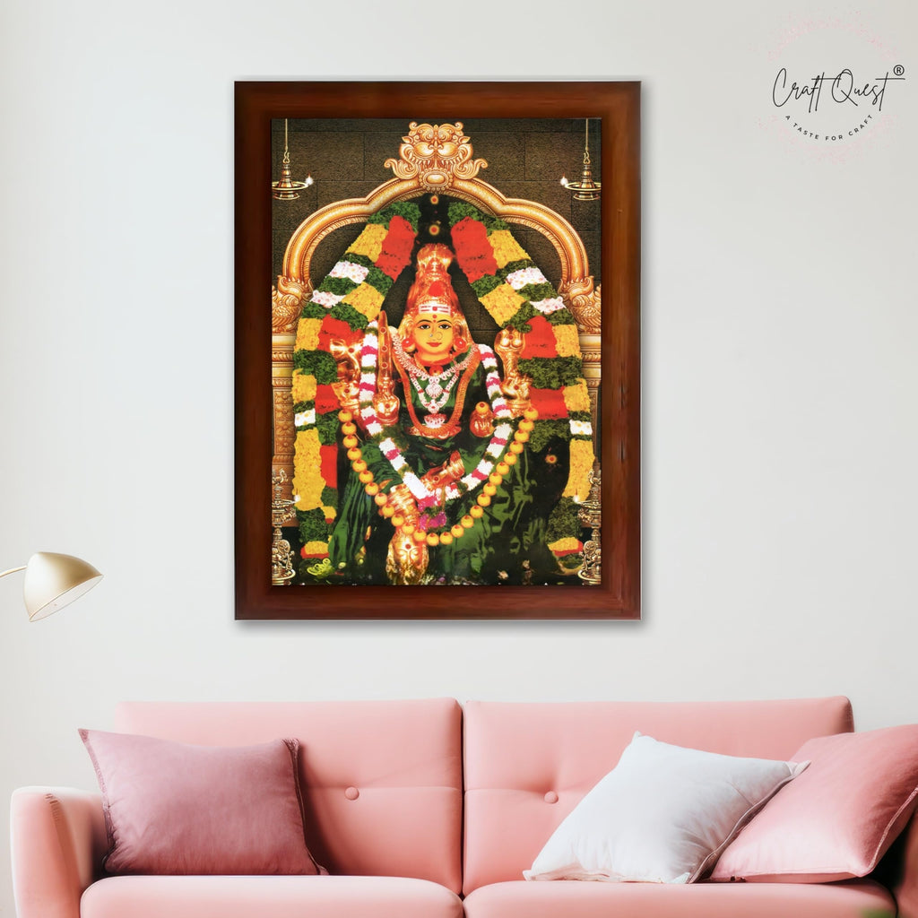 CRAFT QUEST Vijayawada Kanaka Durga Devi Durgamma Wall Photo Framed | South God Frame for Home, Office, Temple & Gifting
