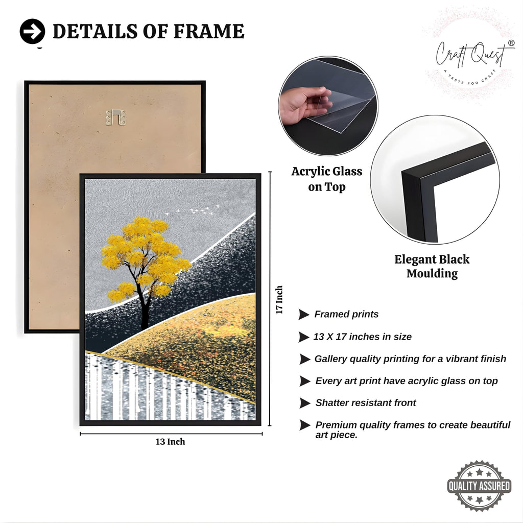 CRAFT QUEST Modern Abstract Landscape Art | Set of 3 Frames for Home Decoration | Ideal for Living Room, Bedroom & Offices