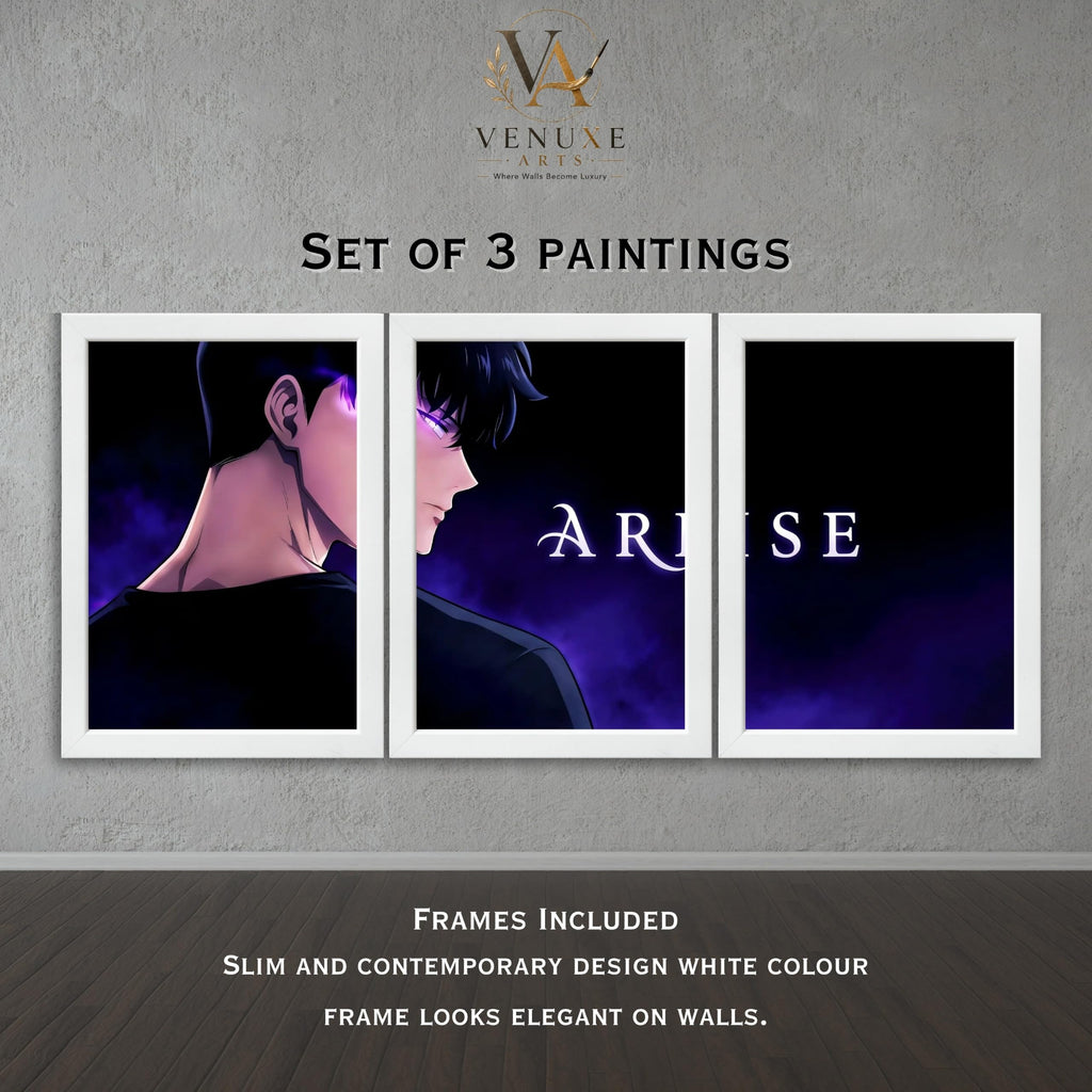 VENUXE ARTS Set Of 3 Anime Characters Wall Framed |Anime Characters Framed Poster for Living Room Bedroom Gaming Room Studio Wall Decor