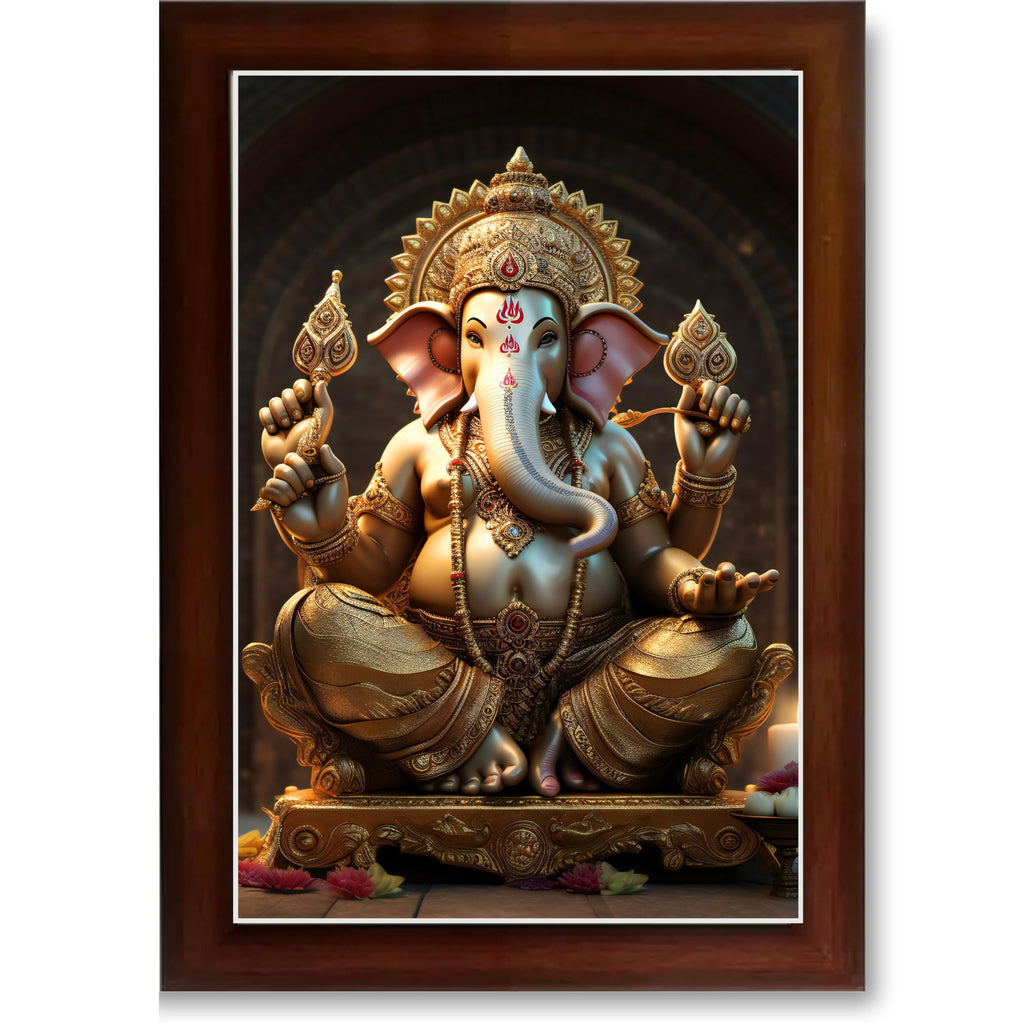 CRAFT QUEST Lord Ganpati Ganapathi Hanging Wall Painting Framed Home Decor GA-258