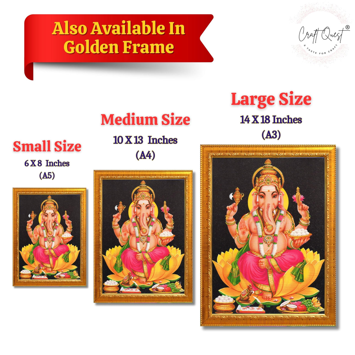 CRAFT QUEST Lord Ganesha Ganpati ji Modern Wall Painting With Frame For Home and Office Decor,
