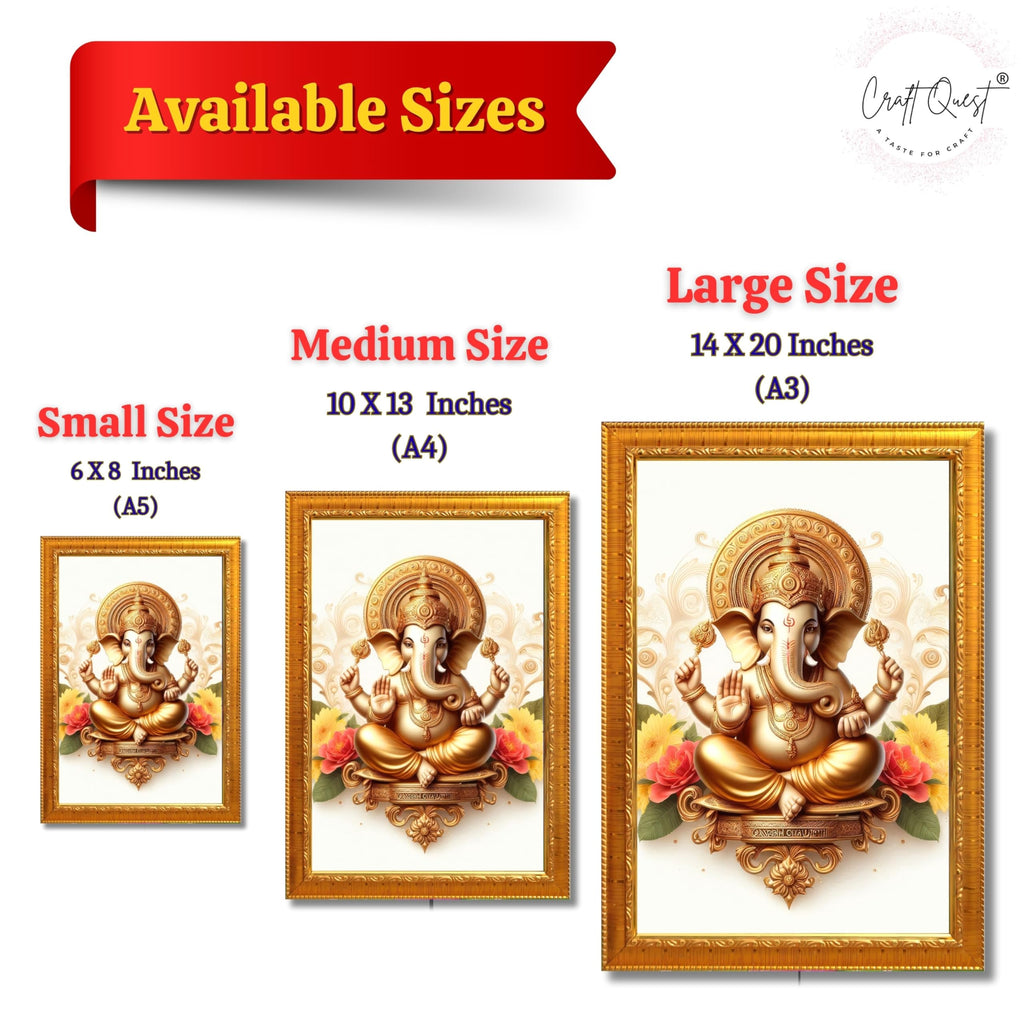 CRAFT QUEST Lord Ganesha Ganpati ji Modern Wall Art Painting With Frame For Pooja, Home and Office Decor,