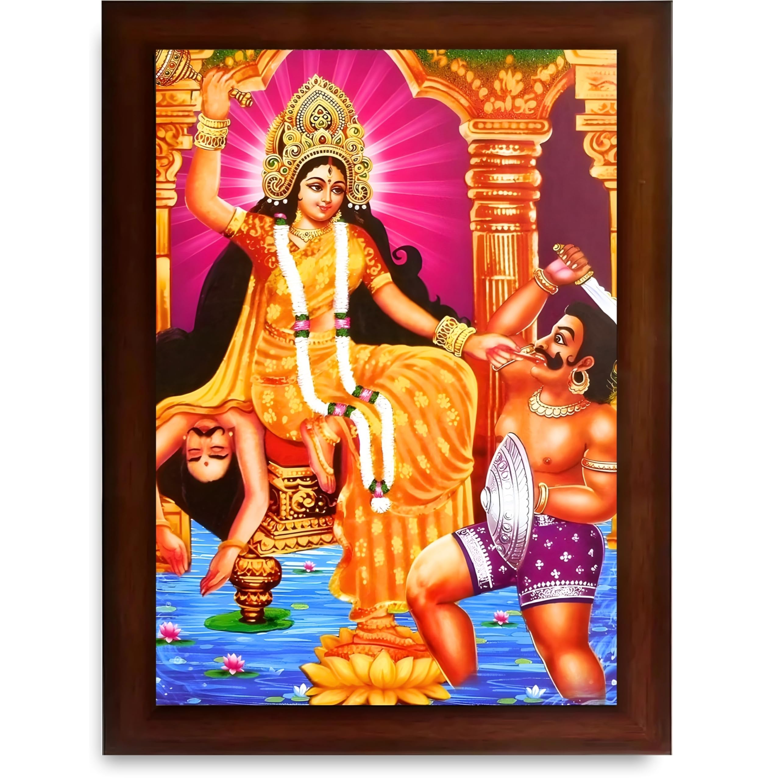 CRAFT QUEST Baglamukhi maa/mata Photo Frame | Hindu God Spiritual Framed | Ideal for Home, Office, Temple & Puja Room, Wall Decor