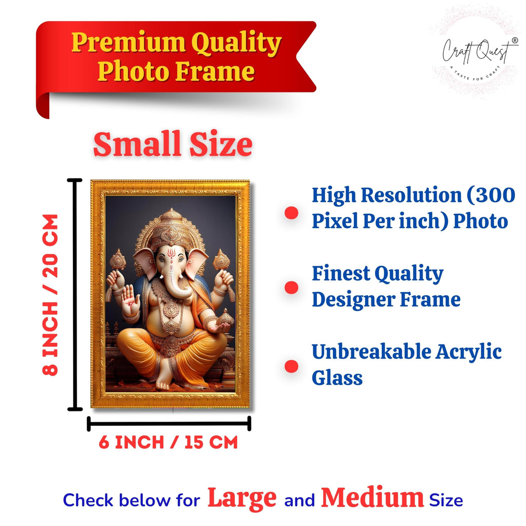 CRAFT QUEST Lord Ganesha Ganpati Ganapathi Hanging Wall Painting Framed For Home Décor