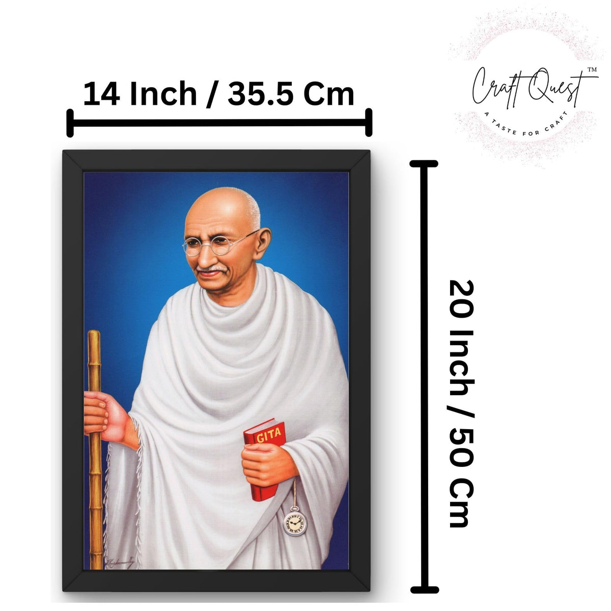 CRAFT QUEST Great Freedom fighter | Mahatma Gandhi Photo Frame | Canvas Painting