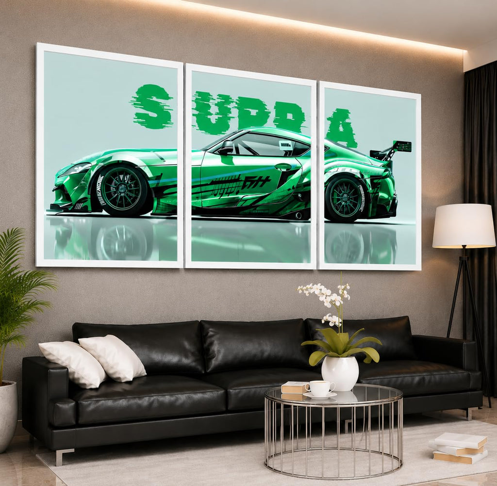 VENUXE ARTS Set Of 3 Big Sports Cars Framed Posters Gift Items for Boys Room Wall Decoration Bedroom Living Room Office Studio Décor | Car Poster Frame for Wall Décor