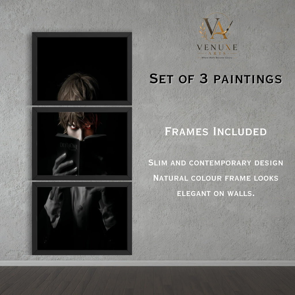 VENUXE ARTS Set Of 3 Anime Characters Wall Framed |Anime Characters Framed Poster for Living Room Bedroom Gaming Room Studio Wall Decor