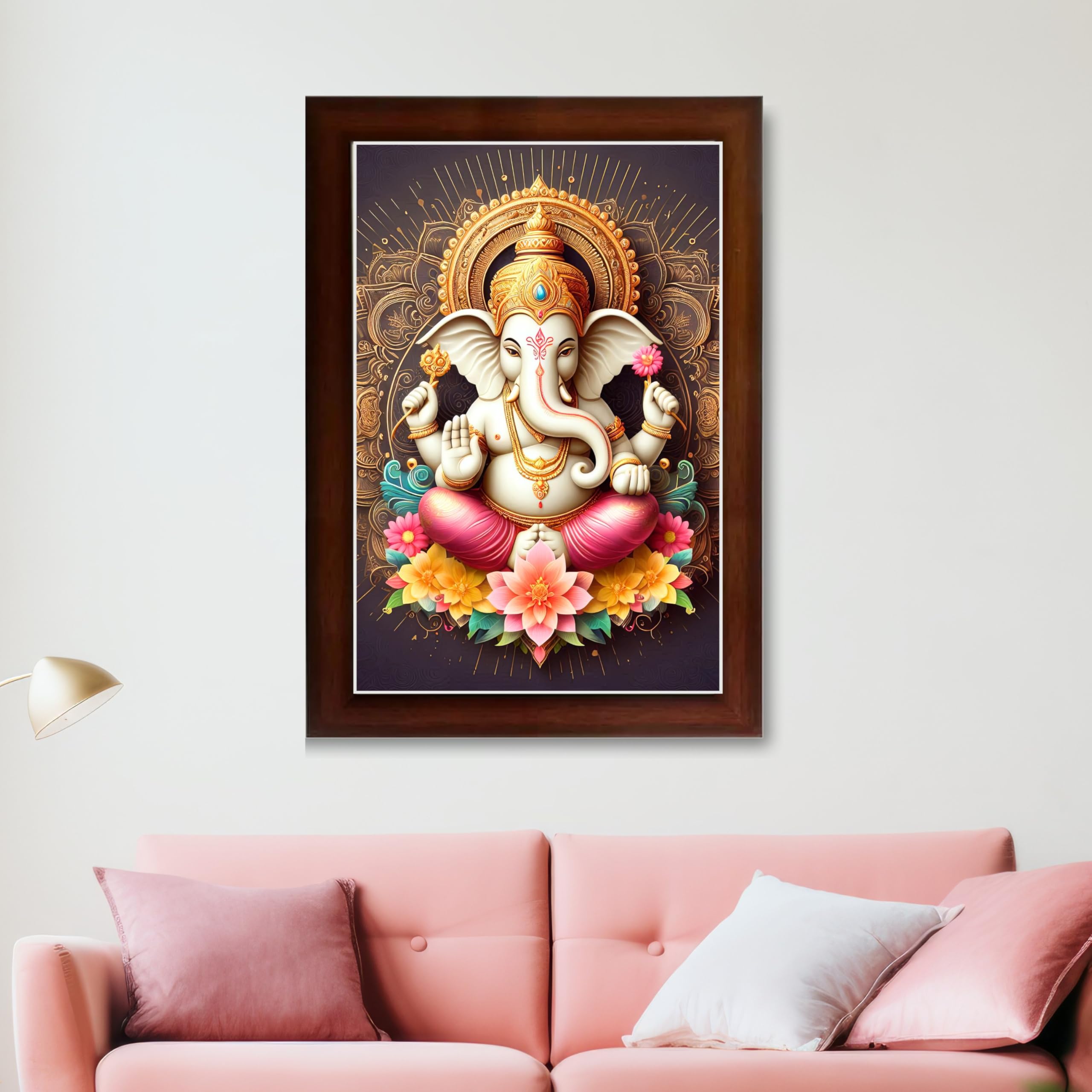 CRAFT QUEST Lord Ganpati Ganesh ji God Frame for Pooja Room Home & Wall Decor GA-255