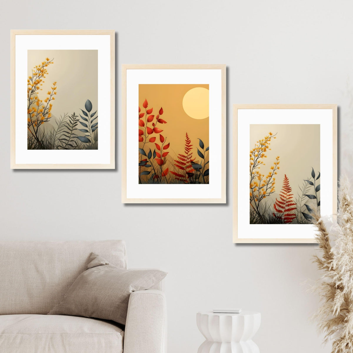 CRAFT QUEST Wall Art Decor Paintings | Set of 3 FLORAL Wall Art Frames for Home Decoration | Ideal for Living Room, Bedroom & Offices