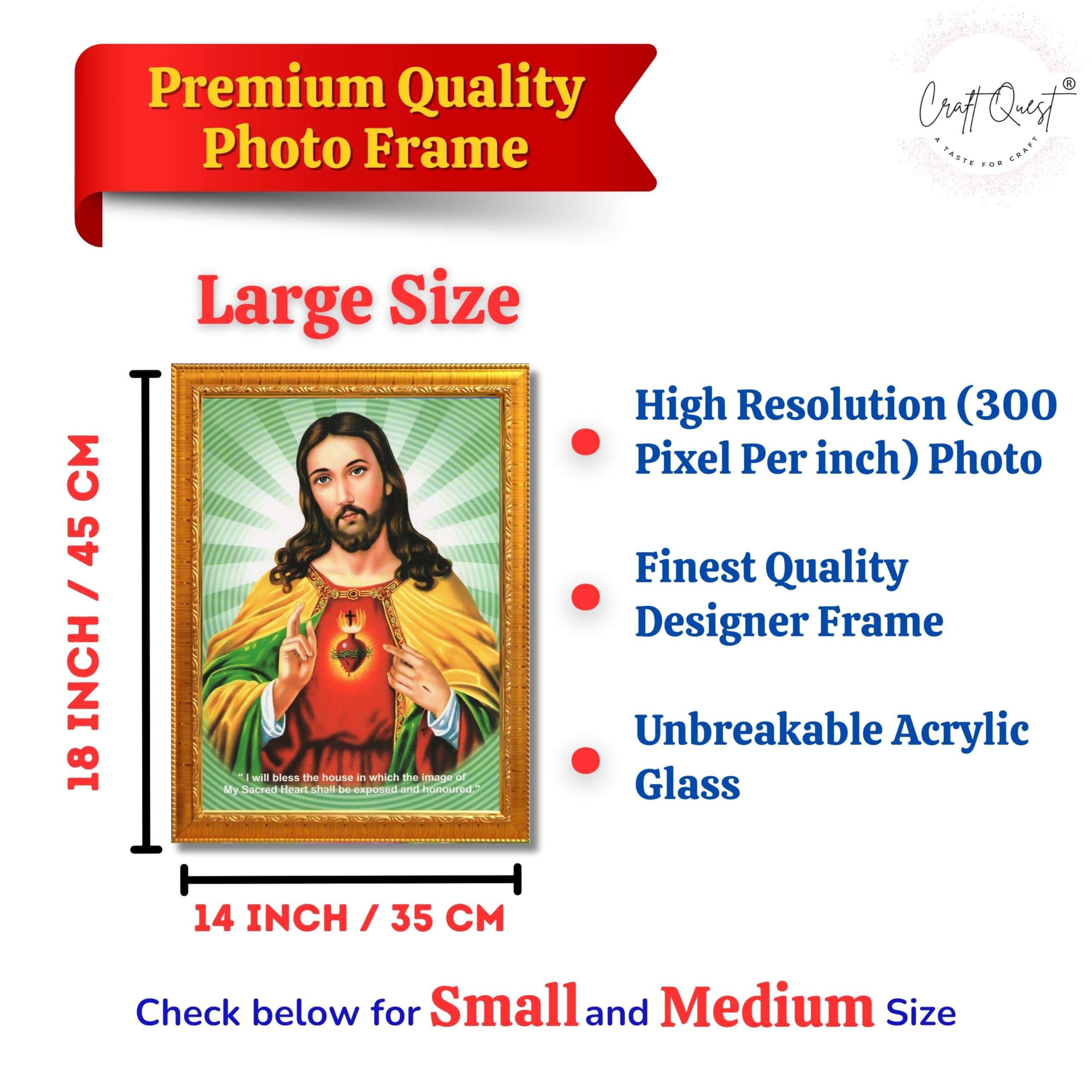 CRAFT QUEST Lord Jesus Christ Painting Aesthetic Hanging Photo Frame Decor for Living Room and Bedroom