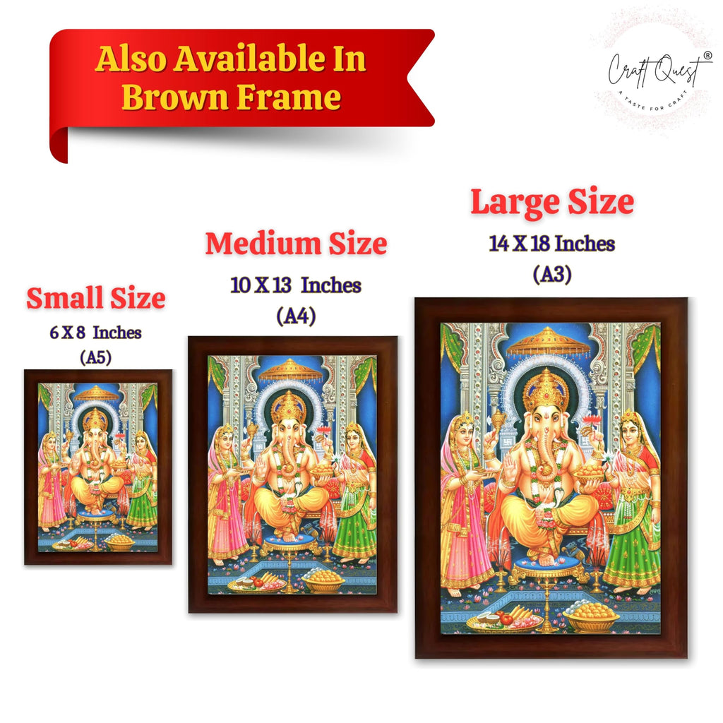 CRAFT QUEST Lord Ganesha Ganpati ji Modern Wall Painting With Frame For Pooja, Home and Office Decor,