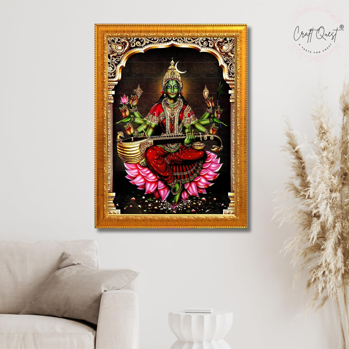 CRAFT QUEST Syamala Devi Shyamala Matangi Wall Painting Framed | South God Picture Frame for Home, Office, Temple & Gifting, Decor
