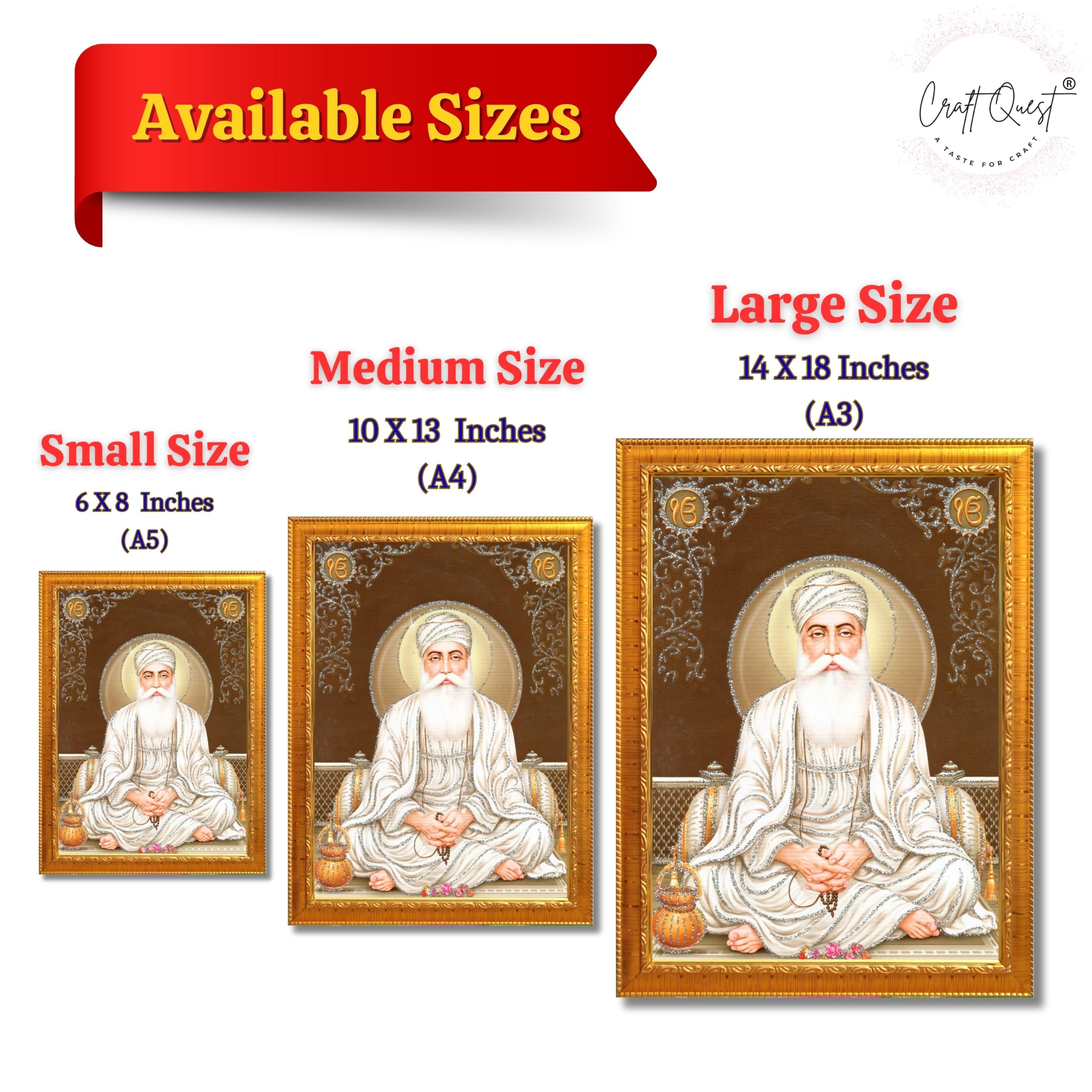 CRAFT QUEST Satnam Waheguru Ji Photo Frame Sikh Guru Photo for Home Decor Religious Painting Decorative Artwork Gift Frame