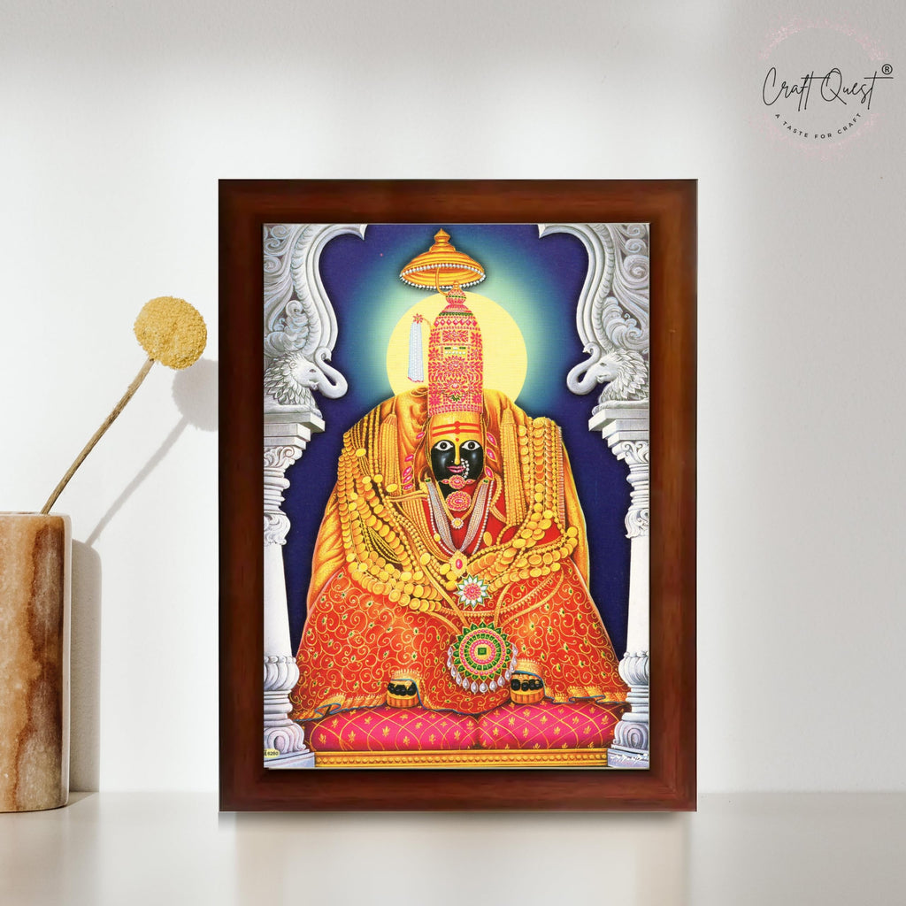 CRAFT QUESTTulja mata photo with frame, Tuljabhawani photo, Tuljapur, Religious Framed Painting