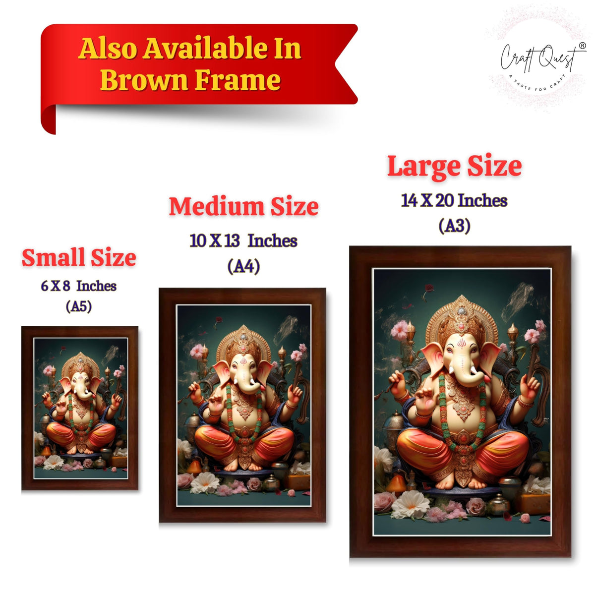 CRAFT QUEST Lord Ganesha Ganpati ji Abstract Modern Wall Painting With Frame For Home and Pooja,Office Décor