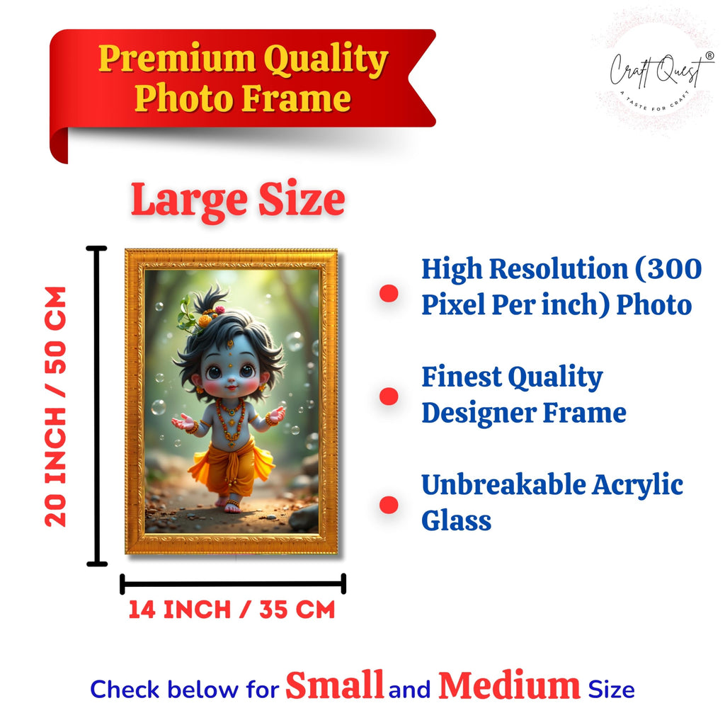CRAFT QUEST Shri Bal Gopal Painting | Krishna Photo Frames for Walls, Home, Bedroom, Living Room and Home Decor