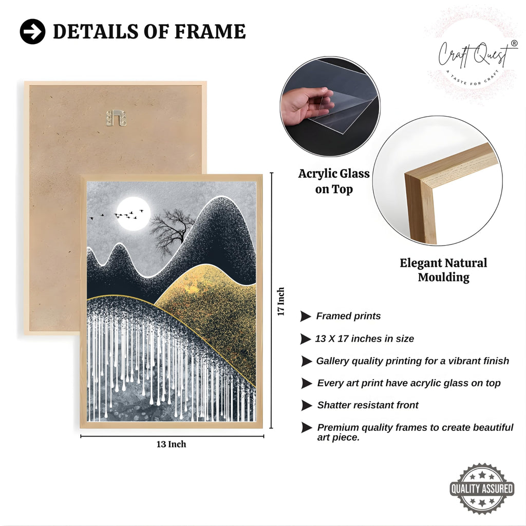 CRAFT QUEST Abstract Art Geometric Figures Decorative Murals | Set of 3 Frames for Home Decoration | Ideal for Living Room, Bedroom & Offices