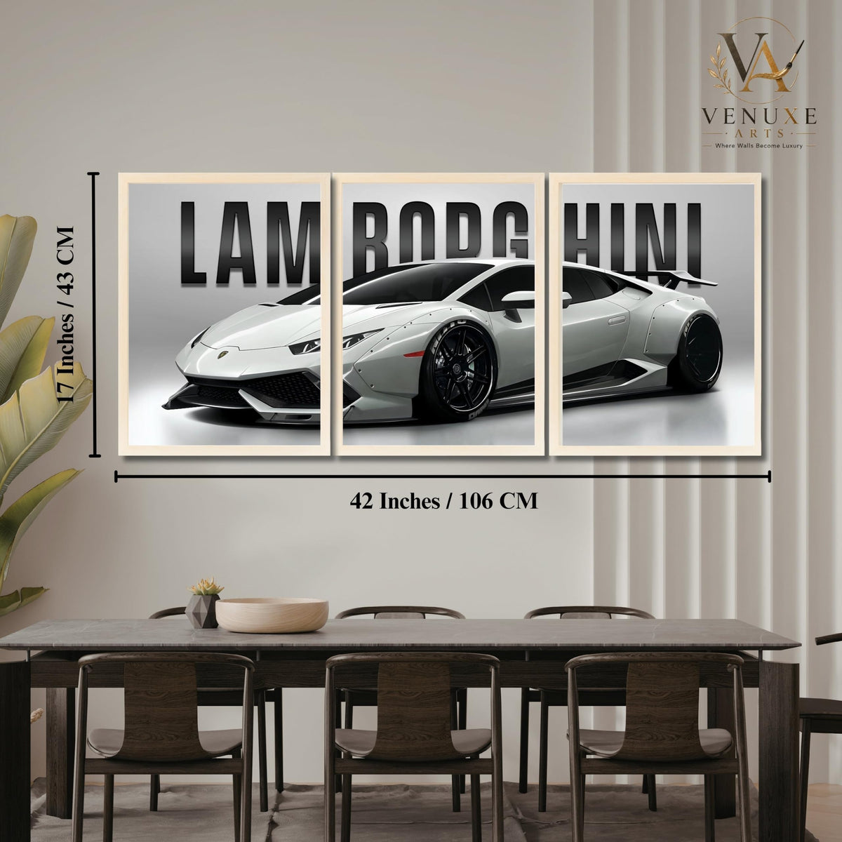 VENUXE ARTS Set Of 3 Big Sports Cars Framed Posters Gift Items for Boys Room Wall Decoration Bedroom Living Room Office Studio Décor | Car Poster Frame for Wall Décor