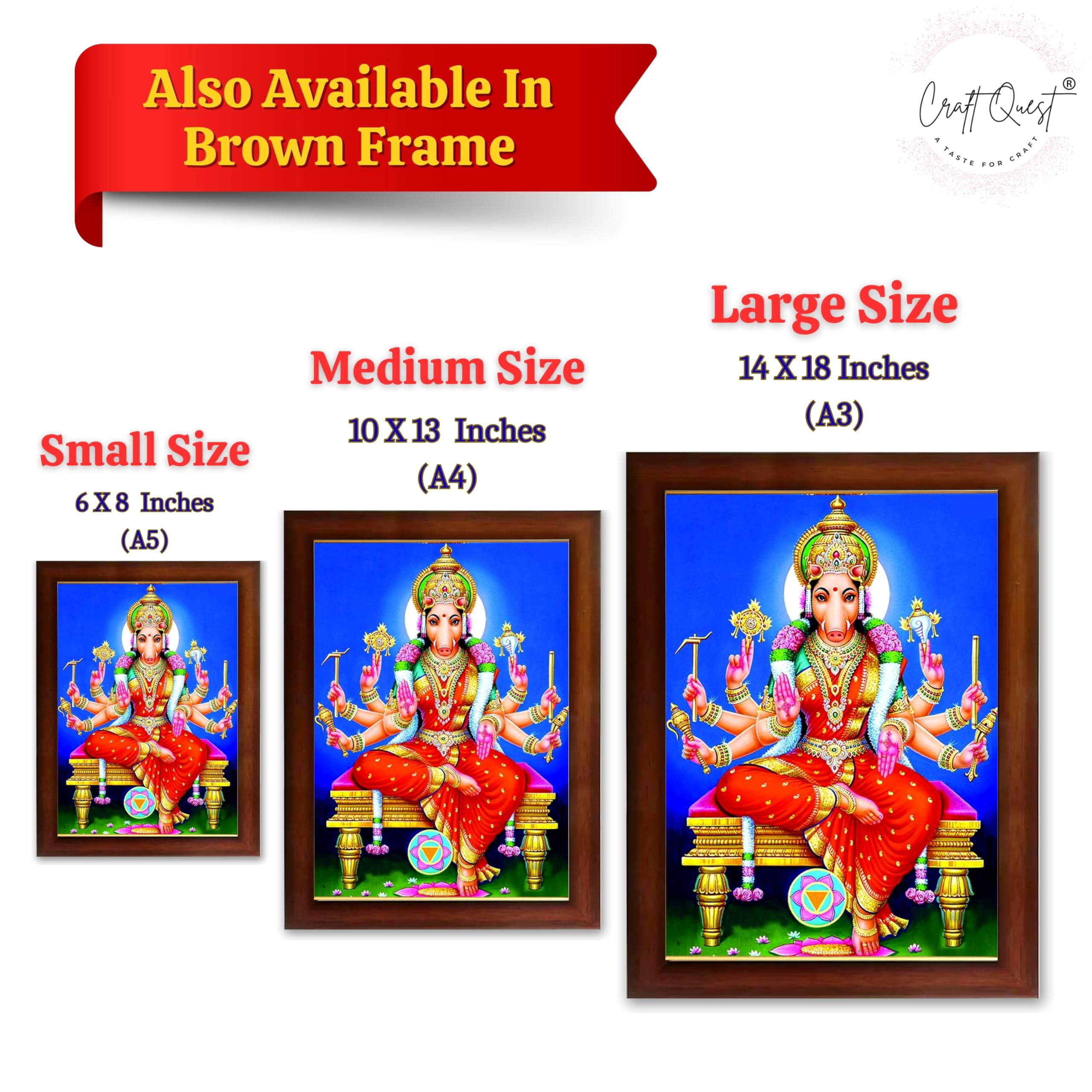 CRAFT QUEST Varahi Amman Devi Religious Photo Frame With Acrylic Glass, Religious Framed Painting