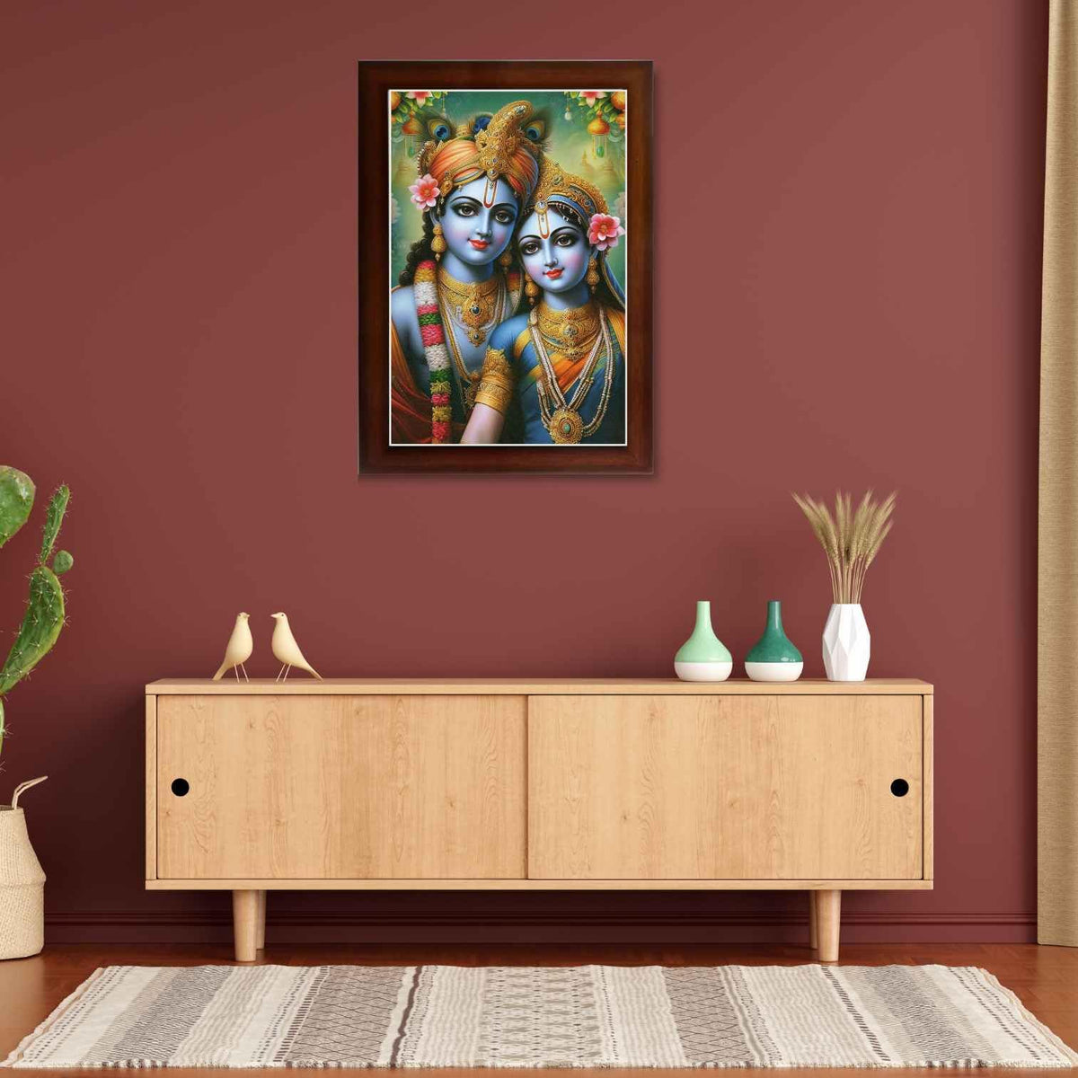 CRAFT QUEST Radha Krishna Art Photo Framed Painting for Home and Bedroom Wall Decoration of Size 14X10 Inches with Frame And Acrylic Glass RK214