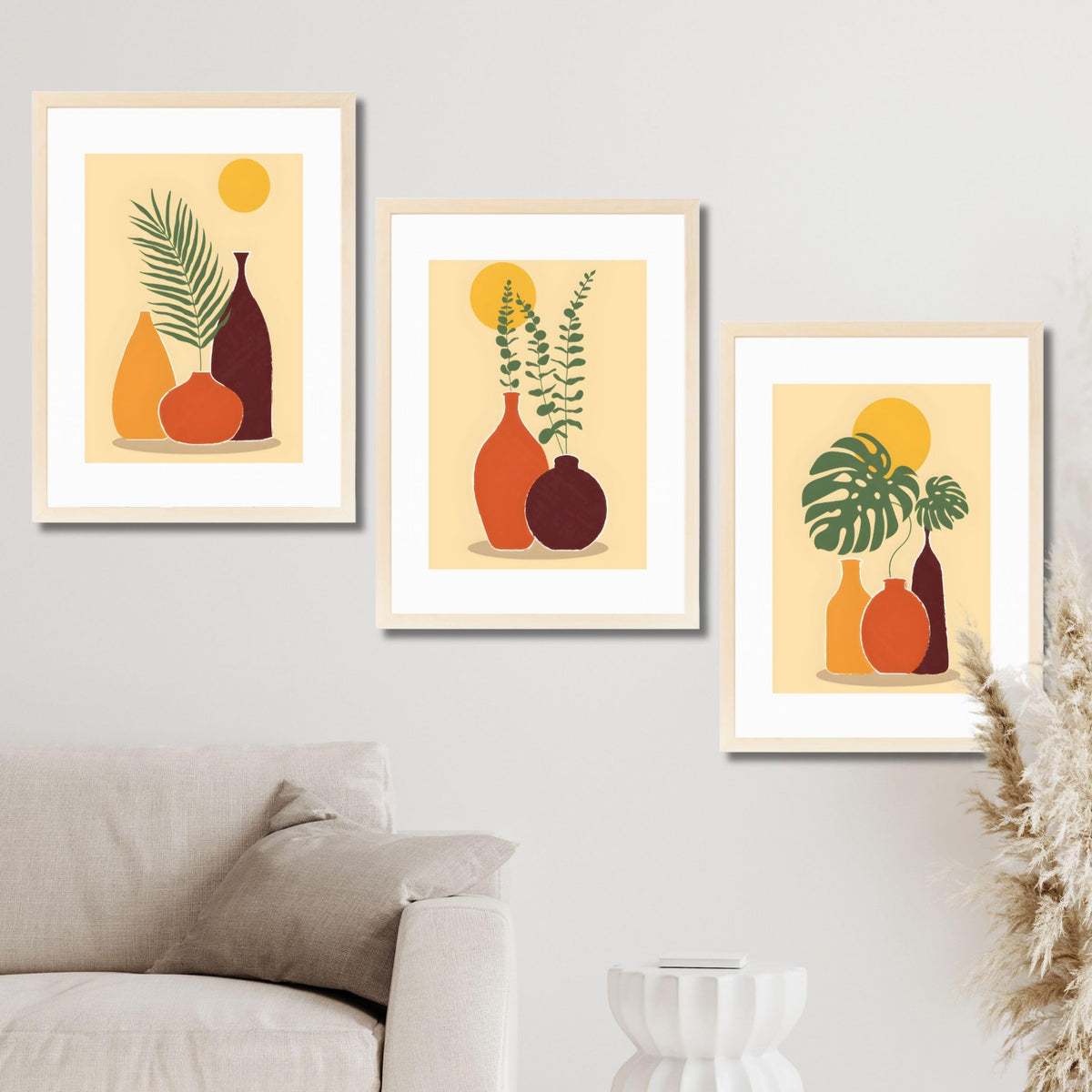 CRAFT QUEST Wall Art Decor Paintings | Set of 3 FLORAL Wall Art Frames for Home Decoration | Ideal for Living Room, Bedroom & Offices