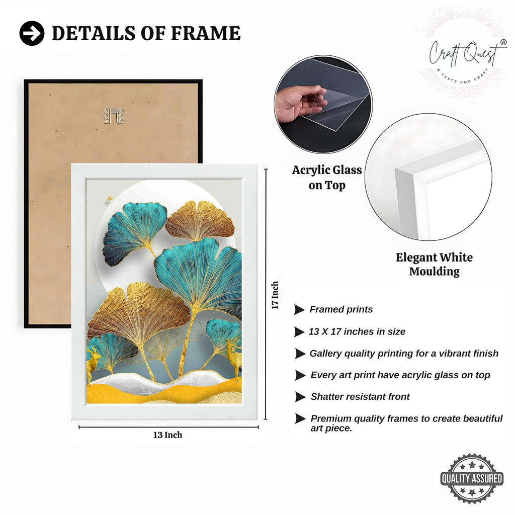 CRAFT QUEST Modern Art Flowers Abstract Wall Art | Set of 3 Frames for Home Decoration | Ideal for Living Room, Bedroom & Offices