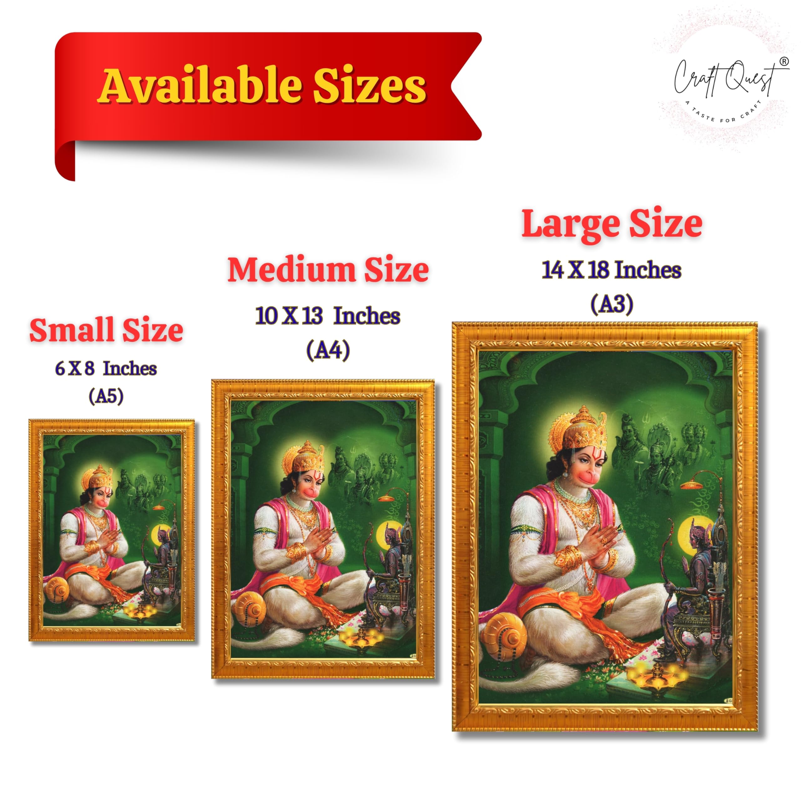 CRAFT QUEST Hanuman JI | Bajrangbali Religious Photo frame home decorative