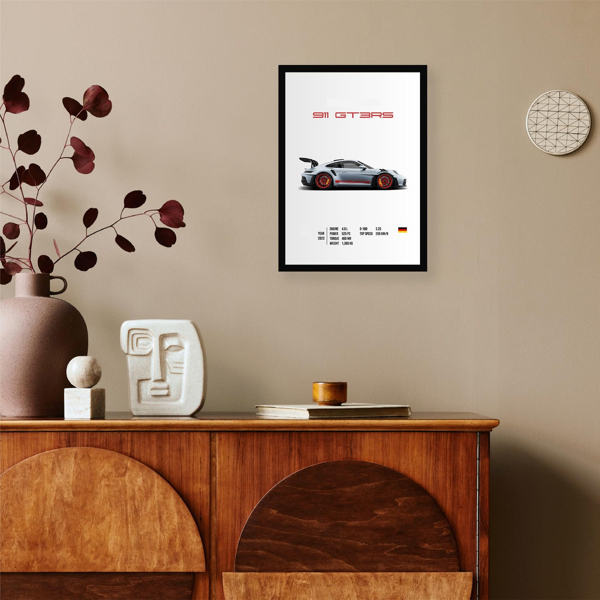 CodersParadise Porsche GT3RS Wall Poster Frames | 8x12 inch (A4 Size) | Hanging Wall Artwork Frames For Home Bedroom, Living Room and Walls Aesthetic-Paper