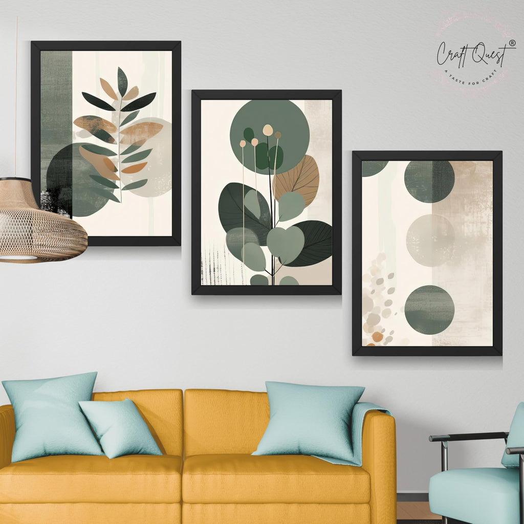 CRAFT QUEST Three Pieces Artwork | Set of 3 Frames for Home Decoration | Ideal for Living Room, Bedroom & Offices