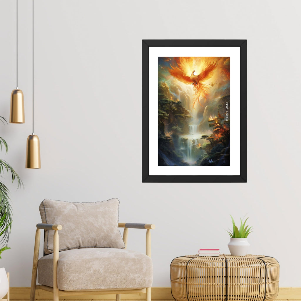 CRAFT QUEST Phoenix Bird Painting – Rising Phoenix Vastu Wall Art – Wall Decoration – Positive Energy Painting for Success, Growth & Spiritual Inspiration