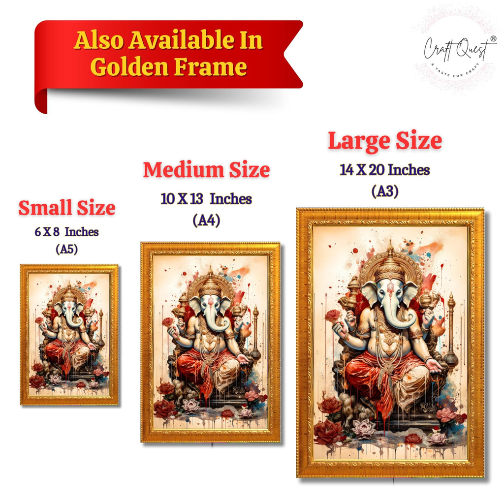 CRAFT QUEST Lord Ganesh Ganpati ji Hanging Wall Painting Framed For Home Décor