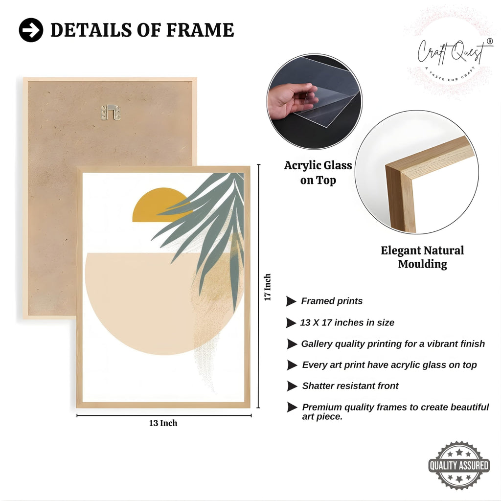 CRAFT QUEST SET OF 3 Abstract Paintings Modern Art | Set of 3 Frames for Home Decoration | Ideal for Living Room, Bedroom & Offices