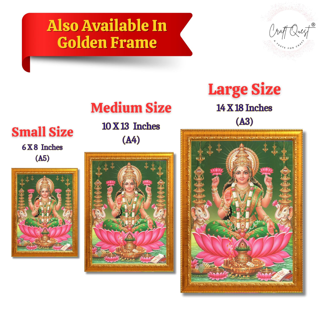 CRAFT QUEST Goddess Lakshmi Devi Dhana Vaibhav Laxmi Maa Wall Painting Frame Home Decor