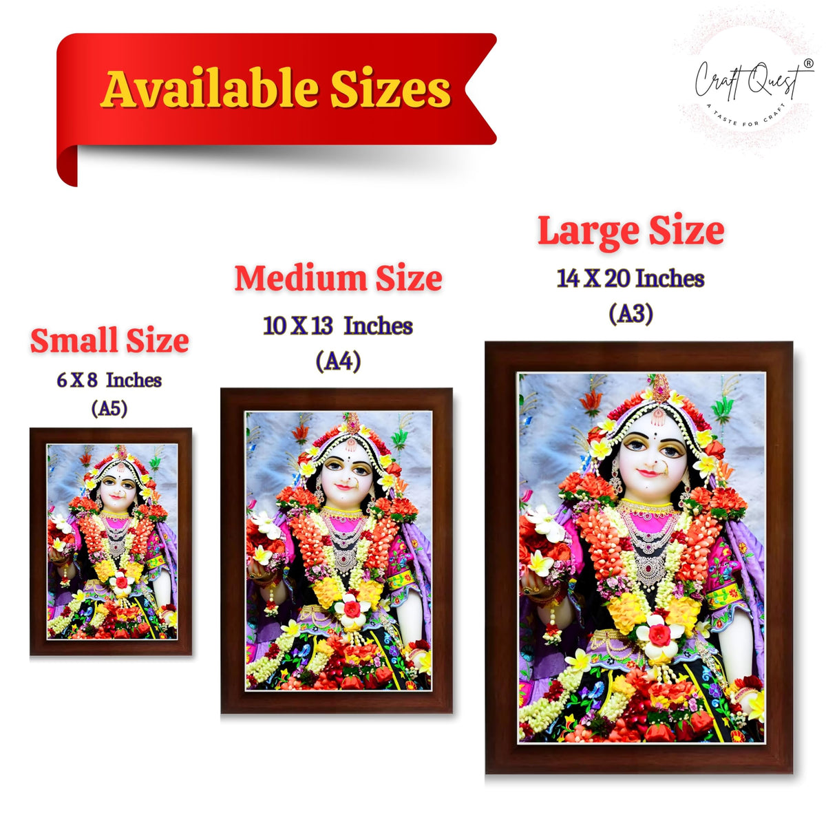 CRAFT QUEST Shri Radha Rani Shringaar Darshan in Vrindavan Frame wooden framed